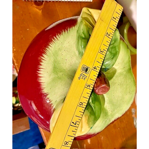 Vintage Ceramic Red Apple Cookie Jar With Lid 8" x 6.5" - Picture 13 of 13